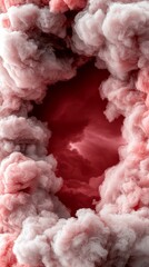 Wall Mural - A red and white cloud formation with a hole in the middle
