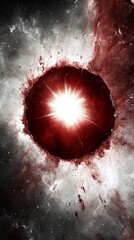 Wall Mural - A red and black hole with a bright light coming out of it