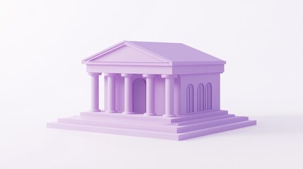 Poster - Lavender-colored minimalist 3D model of a classical building.