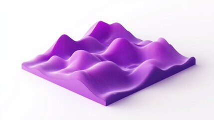 Aufkleber - Abstract purple 3D rendering of undulating surface, isolated on white background.
