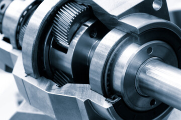 Poster - Planetary gear reducer, Engine gear wheels, industrial concept background