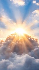 Wall Mural - The sun is shining through the clouds in the sky