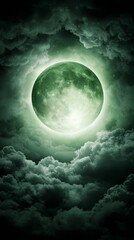 Wall Mural - a green moon in the sky with clouds