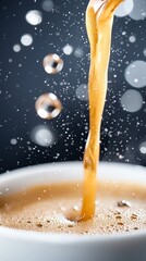 Wall Mural - A cup of coffee being poured into a white cup