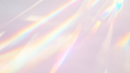 Wall Mural - holographic rainbow light refraction texture overlay with abstract soft bokeh effect on a transparen