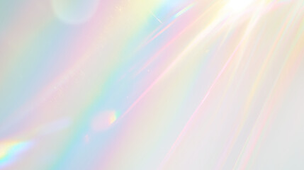 Wall Mural - holographic rainbow light refraction texture overlay with abstract soft bokeh effect on a transparen