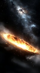 Wall Mural - a black hole in the middle of a nebula with stars in the background