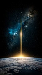 Wall Mural - A rocket launching into the sky over the earth