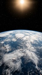 Wall Mural - A view of the earth from space with the sun in the background