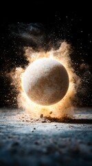 Wall Mural - an image of a white ball in the air with dust coming out of it