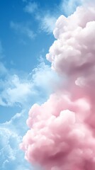 Poster - A pink cloud in a blue sky with white clouds