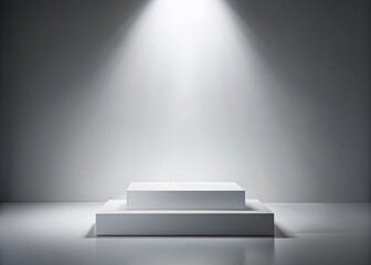 Poster - Minimalist White Podium Studio Backdrop: Clean Silhouette Product Display