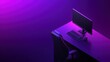 © KKC Studio - Modern Workspace with Computer and Office Chair in Purple Lighting