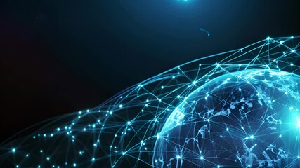 Poster - Abstract Digital World Map with Glowing Lines and Connections Concept