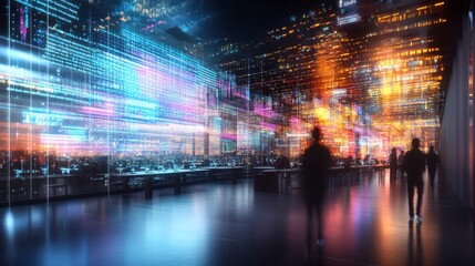 Poster - Futuristic classroom environment featuring advanced technology and dynamic visual displays