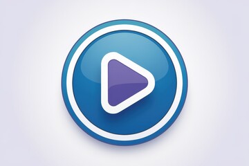 Aufkleber - Glossy blue circle button with a purple play icon, symbolizing media playback.