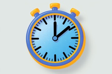Poster - A vibrant blue and yellow stopwatch displays the time, emphasizing the concept of time management and efficiency.