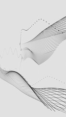 Fototapete - Abstract Minimalist Flowing Lines with Dots on White Background