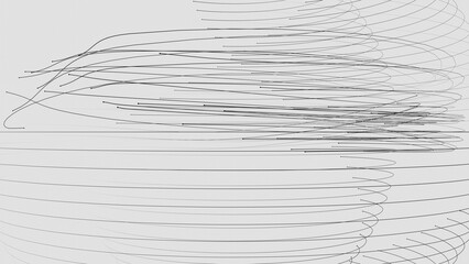 Aufkleber - Abstract Minimalist Flowing Lines with Dots on White Background