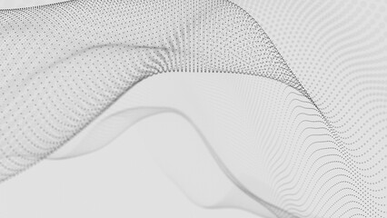 Poster - Minimalist Abstract Wave with Dotted Pattern on White Background