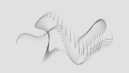 Poster - Minimalist Abstract Flowing Black Lines on White Background