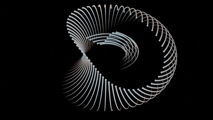 Aufkleber - Abstract 3D Spiral Structure with Smooth Curves on Black Background