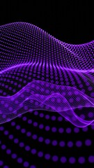 Aufkleber - Dynamic Purple Dotted Wave with Neon Glow on Black Background