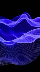 Poster - Hexagonal Grid with Flowing Blue Abstract Mesh on Black Background