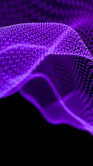Poster - Hexagonal Grid with Flowing Blue Abstract Mesh on Black Background