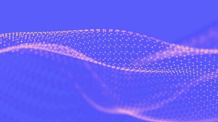 Poster - Abstract Hexagonal Mesh with Vibrant Orange Nodes on Blue Background