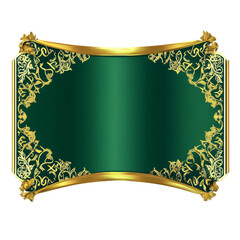 Poster - A green and gold banner with Islamic design elements. isolated white background