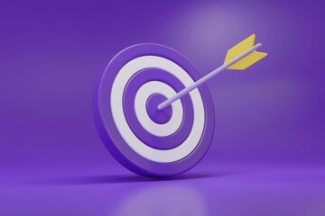 Poster - An arrow hits the bullseye of a purple and white target, symbolizing achievement and success.