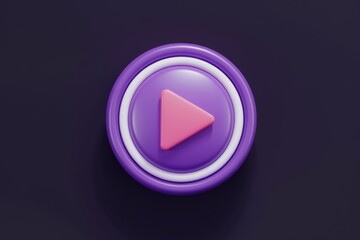 Aufkleber - A 3D rendered play button with purple and pink color scheme, symbolizing media playback.