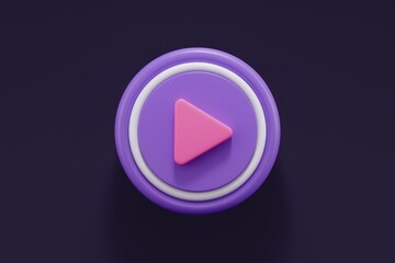 Aufkleber - A 3D rendered play button, purple and pink, symbolizing media playback.