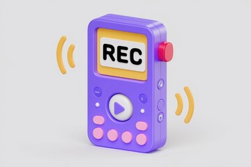 Fototapete - a 3d rendered illustration of a purple voice recorder displaying 