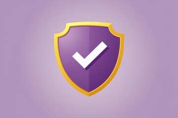 Poster - A purple shield with a white checkmark, symbolizing security and protection.
