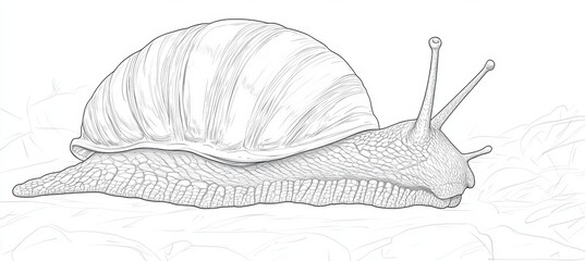 Wall Mural - outlines of a snail coloring page for adults and kids. snail illustration on white background.