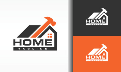 Wall Mural - home roof hammer logo