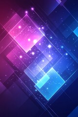 Poster - Vibrant Gradient Background, Abstract Geometric Shapes, Digital Media, Broadcasting, Technology