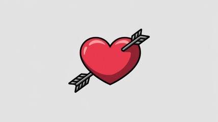 Aufkleber - A red heart pierced by an arrow, symbolizing love and romance.