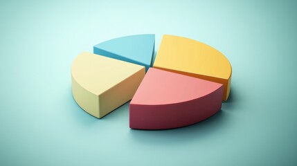 Poster - an elegant d pie chart with soft curves and a pastel color palette, showcasing different data points