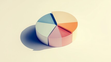 Poster - an elegant d pie chart with soft curves and a pastel color palette, showcasing different data points