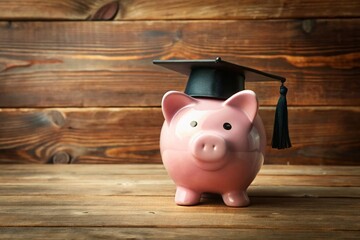 Poster - Piggy Bank Graduation Savings, Future Education, Financial Goal, Money, College Fund