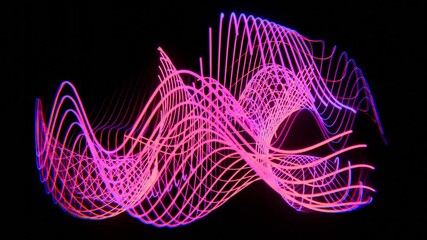 Aufkleber - Abstract Neon Light Flow with Purple and Red Lines on Black Background