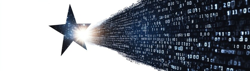 star burst effect with binary code on a white isolated background.