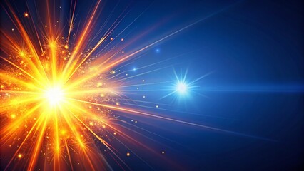 Poster - Radiant Orange Spark Abstract Background - Blue Digital Art Stock Photo