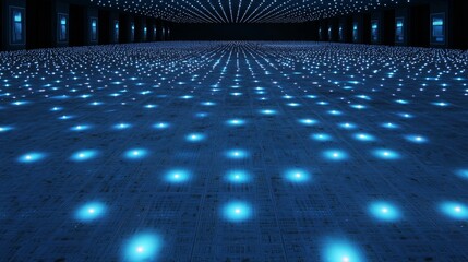 Poster - A digital background featuring a 3D-rendered futuristic city filled with data