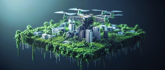 Poster - Technologydriven smart agriculture, advanced farming solutions with drones, sensors, and automated machinery for food production, ultrarealistic, HD resolution