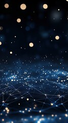 Poster - Abstract futuristic background combines blue glowing hexagons with a DNA helix, showcasing technology and science in a modern design
