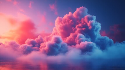 Wall Mural - A beautiful sky with a large cloud that is pink and purple